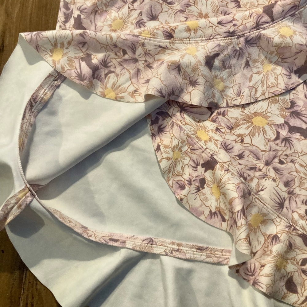 🆕 NWT by Anthropologie Skye Floral Lavender/Cream Ruffle Faux Wrap Skirt Sz 12 - Picture 8 of 16